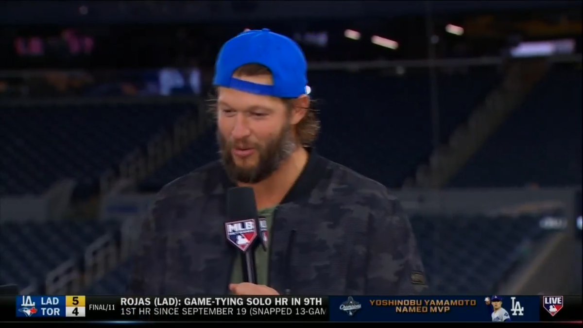 For the final time... A postgame interview with Clayton Kershaw, 3x #WorldSeries champion. Los Angeles Dodgers | #MLBTonight