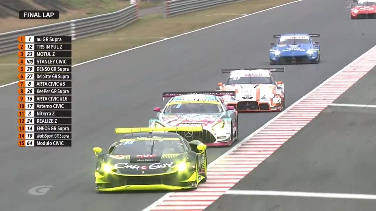 GT500チェッカー🏁 au TOM'S GR Supraが逃げ切り優勝🥇 前人未到の3連覇🏆 有言実行の"勝ってチャンピオン" かっこよすぎる✨ 本当におめでとうございます🎊 #SUPERGT 2025 第8戦 モビリティリゾートもてぎ 11/1〜11/2 徹底LIVE配信！ 🔽ご視聴/ご購入は🔽 #スーパーGT
