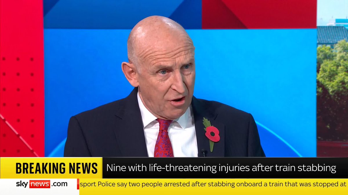 'This is close to home for me' Defence Secretary John Healey says the UK terror threat level is unchanged after last night's train stabbing and reveals he took the same journey just hours before the attack. Train stabbing latest: 📺 Sky 501/YT