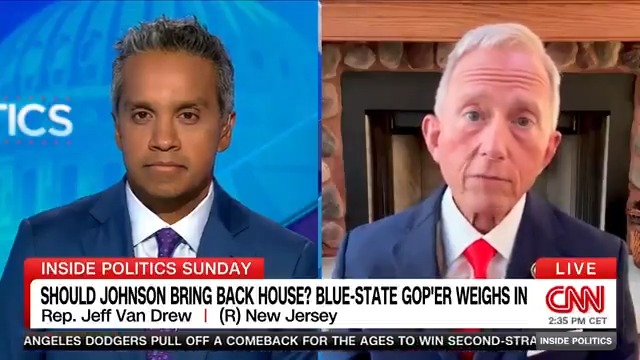 NEW: "Yes." GOP Rep. Jeff Van Drew tells Manu Raju that he thinks Speaker Mike Johnson should bring the House back in session. "But we cannot make opening government contingent upon getting a health care plan done, because we wouldn't open government for months." #InsidePolitics