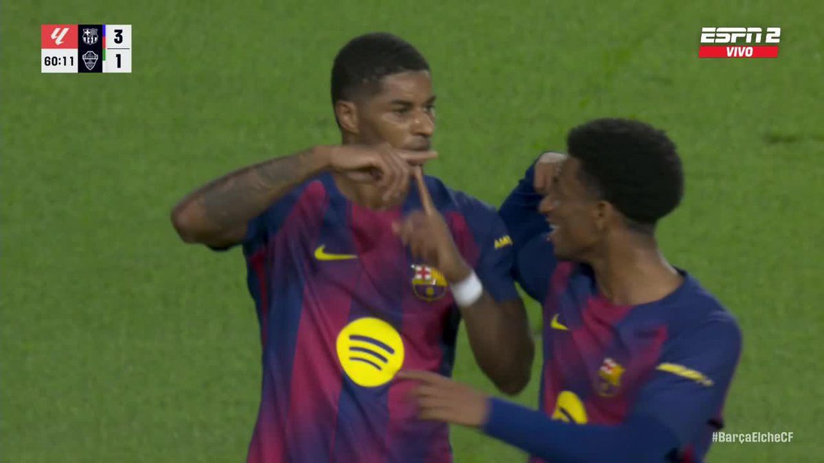 🎯🇪🇸 GOLAZO DE MARCUS RASHFORD Y 3-1 DE BARCELONA A ELCHE. Ya suma 11 G/A en 14 partidos en el Barça. 😮‍💨