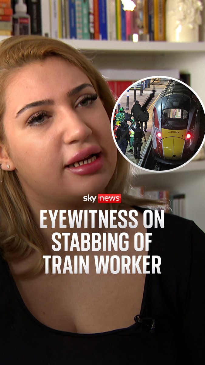 A student has told Sky's Dan Whitehead that she thought she "was going to die" during a mass stabbing on board a train. Amira Ostalski was travelling from Nottingham to London for a Saturday night out with her friend when at least 11 people were stabbed.