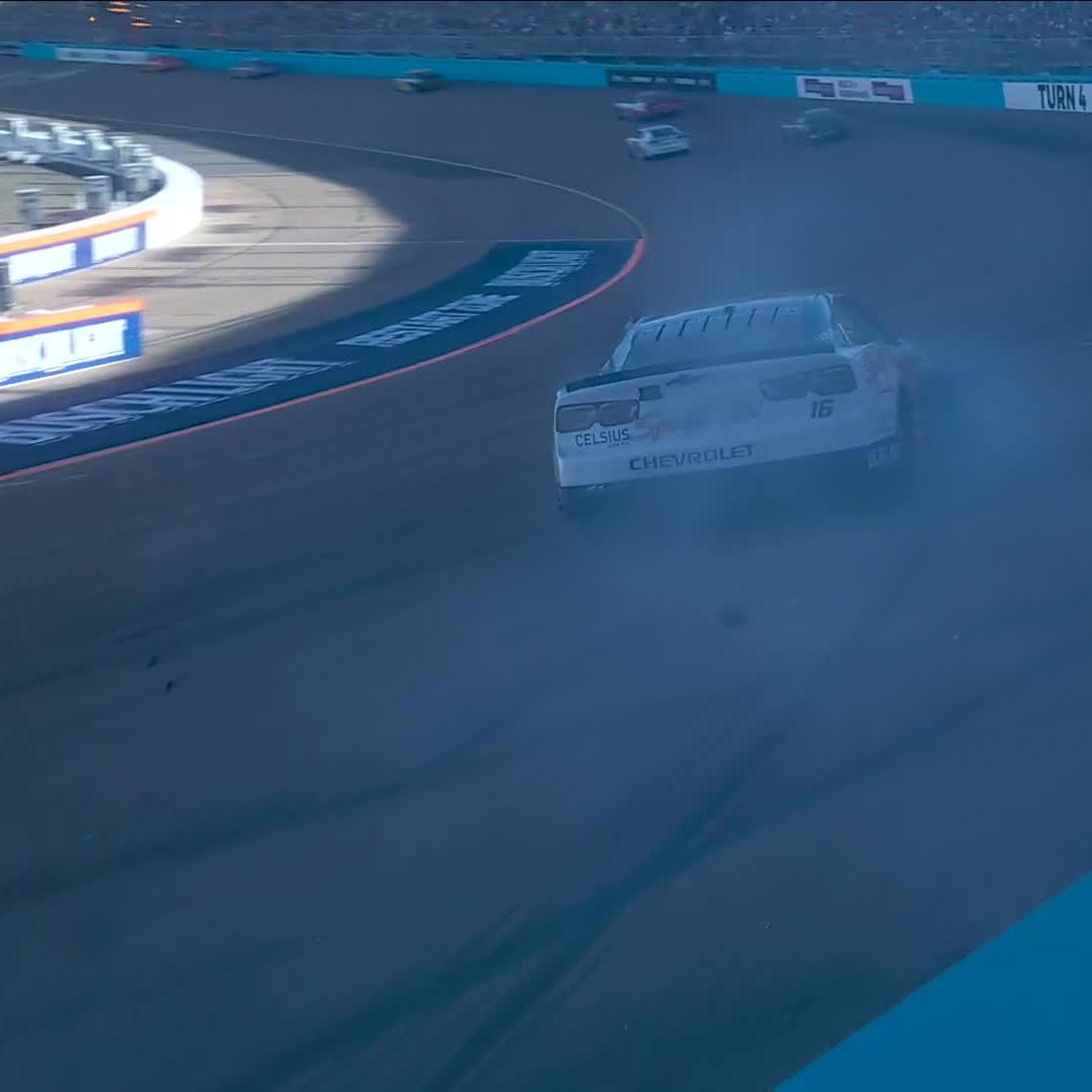 The No. 16 gets into the wall and brings out the yellow.