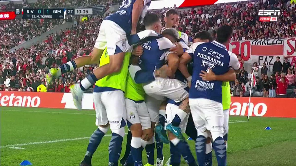 ⚠️🇦🇷 EL GOL DEL CHELO TORRES, DE PENAL, PARA EL 1-0 DE GIMNASIA VS RIVER.