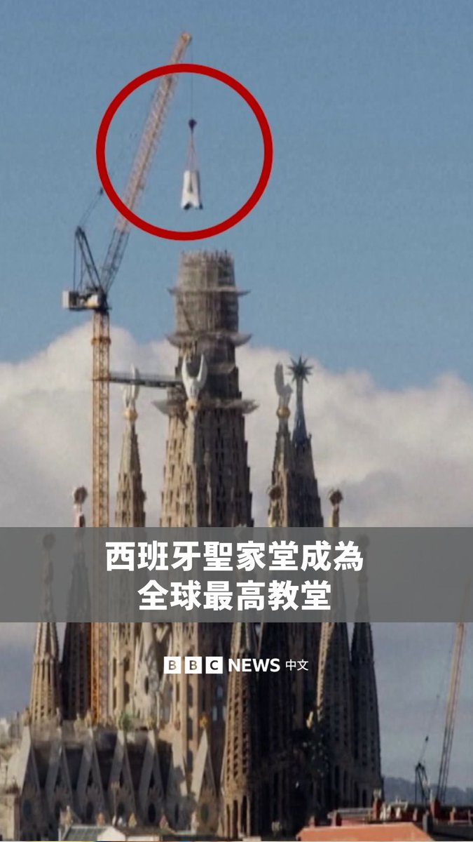 圣家堂已成为世界最高的教堂,建筑工人近日将十字架的第一部分安装在中央塔顶,使其高度达到162.91公尺。 这座位于西班牙巴塞隆纳的教堂也正式超越德国乌尔姆大教堂,打破其自1890年以来“世界最高教堂”的纪录。 圣家堂由知名建筑师安东尼·高第设计,至今已施工超过一个世纪,主体建筑预计将于明年完工。中央的“耶稣基督塔”未来几个月将继续增建十字架的剩余部分,最终高度将达到172公尺。
