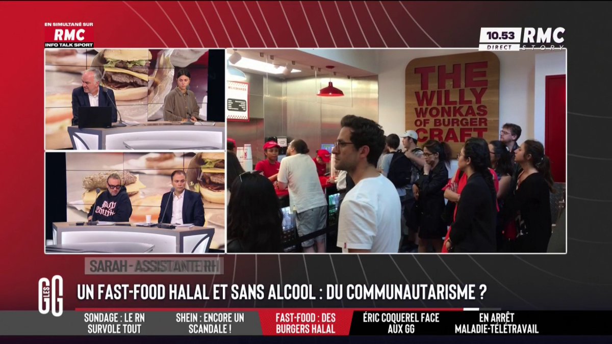 🍔 Five Guys passe ses restaurants en Halal et sans alcool 📞 Sarah, assistante RH, au 3216 : "Qui va boire une bière avec un burger ? C'est rare. Nous on ne force personne à manger Halal." #GGRMC
