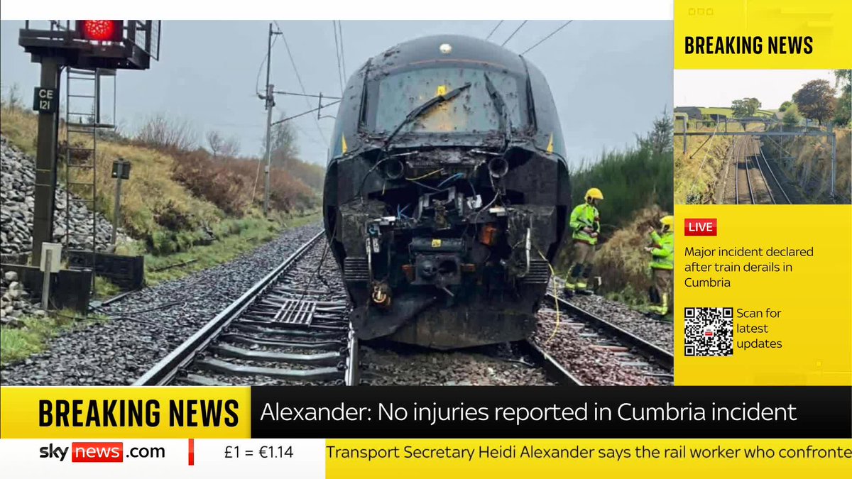 "That would have been a terrible experience for the driver" Rail expert and co-host of Green Signals Railway Podcast Nigel Harris describes what could have potentially happened to cause the train derailment in Cumbria this morning 📺 Sky 501
