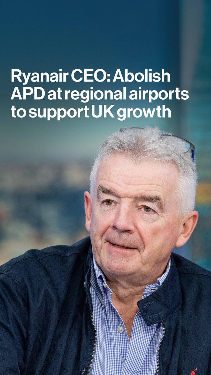Ryanair CEO Michael O'Leary says the UK should abolish air passenger duty at airports outside London to help grow the economy, telling Tom Mackenzie he's prepared to move 10% of his airline's capacity out of the UK if Chancellor Rachel Reeves hikes it further