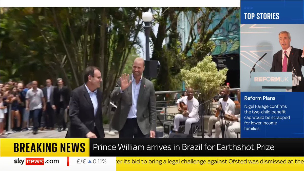 Prince William has arrived in Brazil to attend the fifth annual Earthshot Prize awards and the COP30 climate summit. Read more ➡️ 📺 Sky 501, Virgin 602, Freeview 233 and YouTube