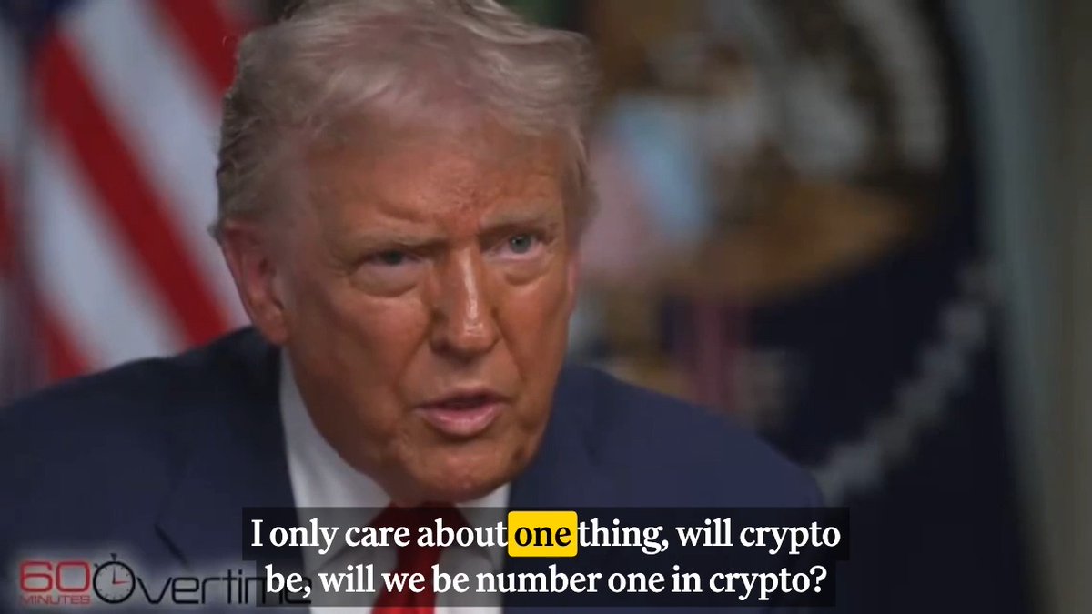 🇺🇸 TRUMP: "I only care about one thing... will we be number one in crypto?"