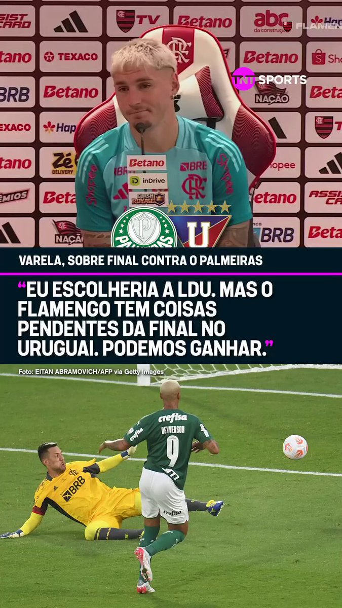 Varela diz preferir a LDU ao Palmeiras mas lembra que tem contas a acertar com o Verdão (2021). ▶️ TNTSportsBR