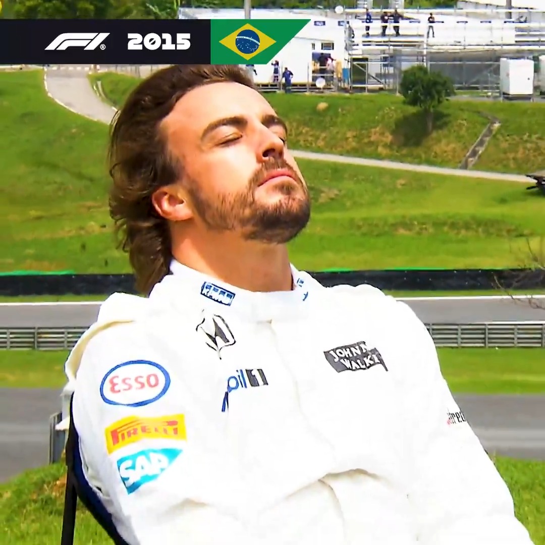 Wink if you're Fernando Alonso sitting on a garden chair! 😉🪑 #F1 #BrazilGP