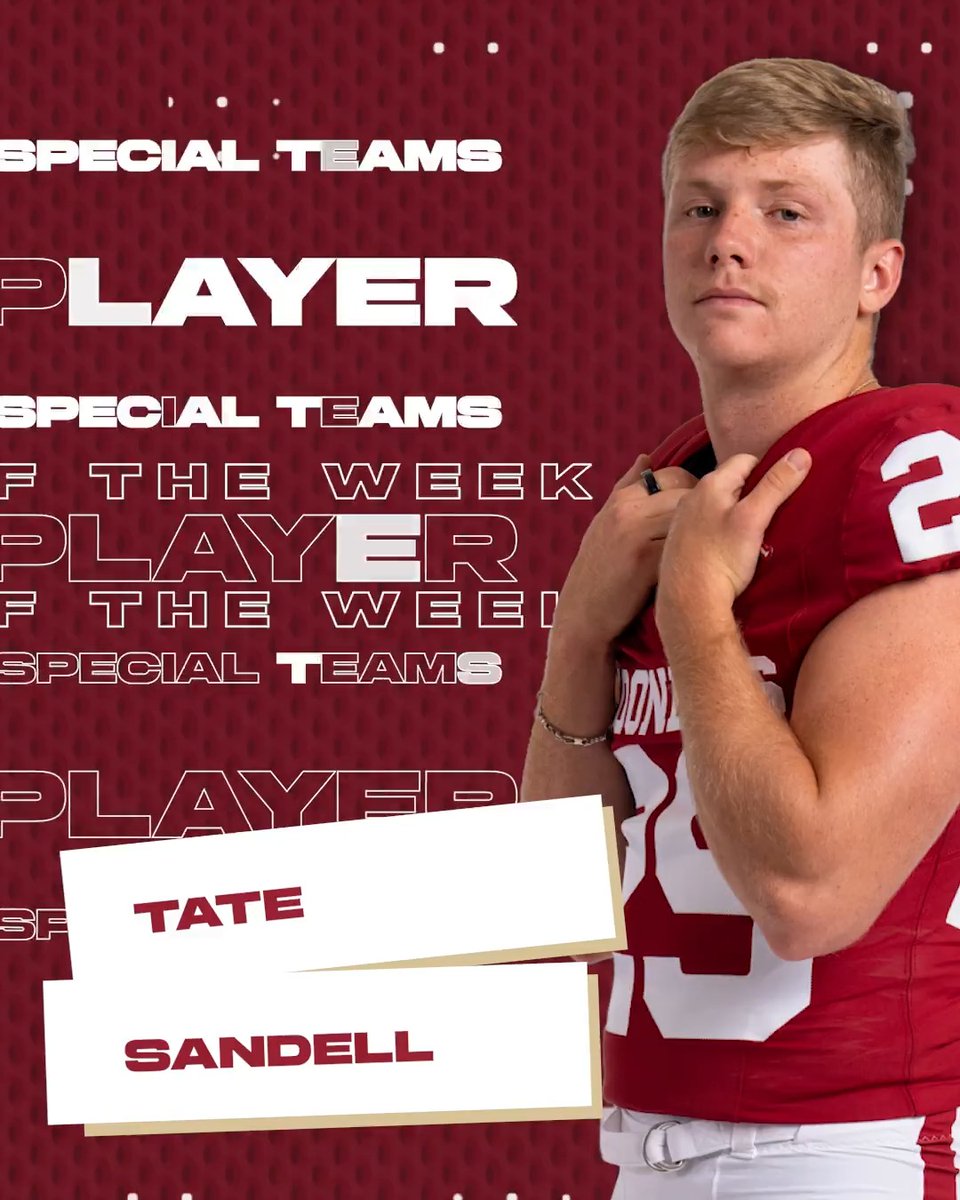 🏈 SEC Special Teams Player of the Week: WK 10 ☝️ Tate Sandell Oklahoma Football x #SECFB