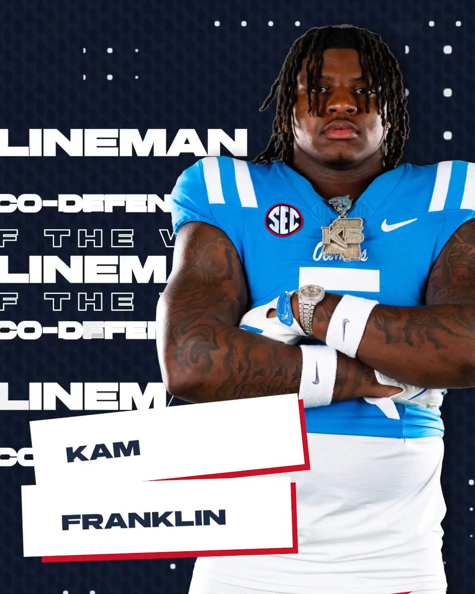 🏈 SEC Co-Defensive Lineman of the Week: WK 10 🔵 Kam Franklin Ole Miss Football x #SECFB