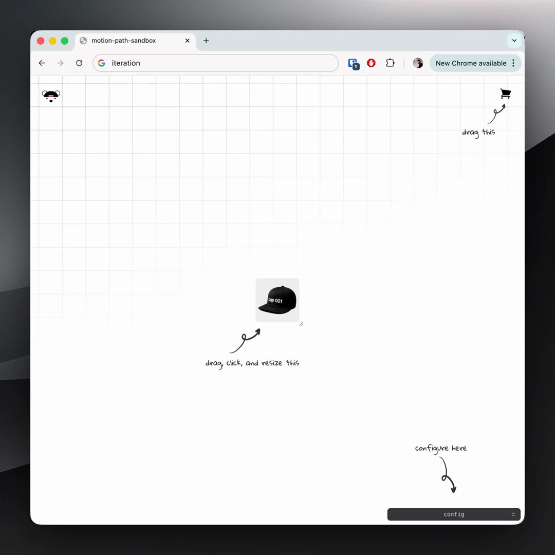 tool iteration 👨‍🍳 drag source/destination to refine responsive CSS motion path timings ⚡ .p { animation: x .8s var(--x-time), y .8s var(--y-time); animation-composition: accumulate; } @​keyframes x { to { translate: var(--x) 0 } @​keyframes y { to { translate: 0 var(--y) }