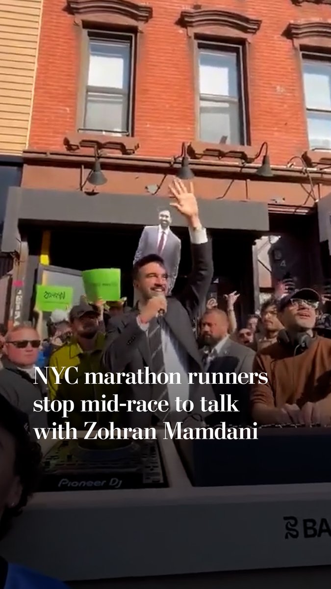 New York City Democratic mayoral candidate Zohran Mamdani greeted runners around the halfway point of the New York City Marathon, where some runners stopped mid-race to talk and take selfies with him ahead of Tuesday's election.