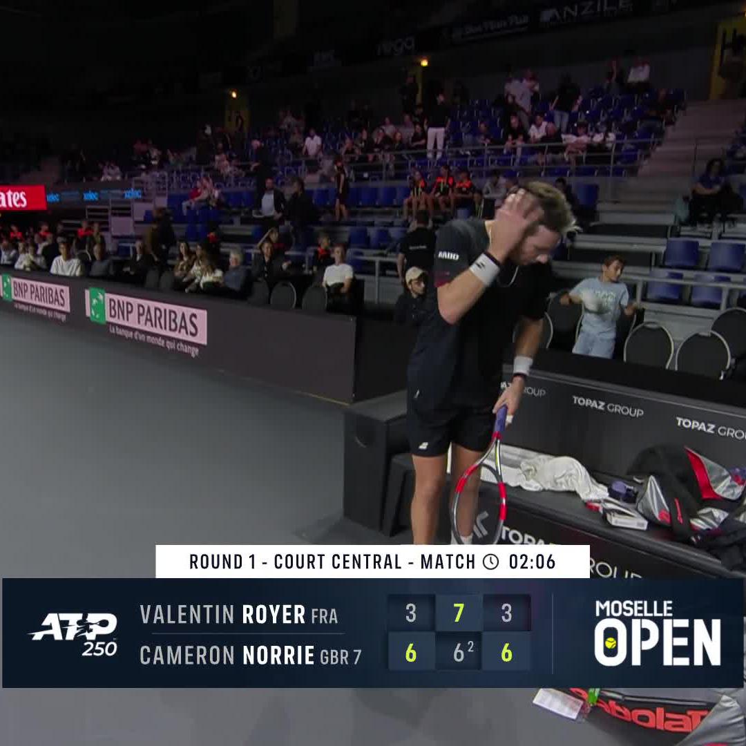 🇬🇧 Most tour-level wins by Brits in 2025: Norrie - 31 🔝 Draper - 30 2024 finalist Cameron Norrie beats Valentin Royer 6-3 6-7(2) 6-3 in his opening match in Metz! Moselle Open