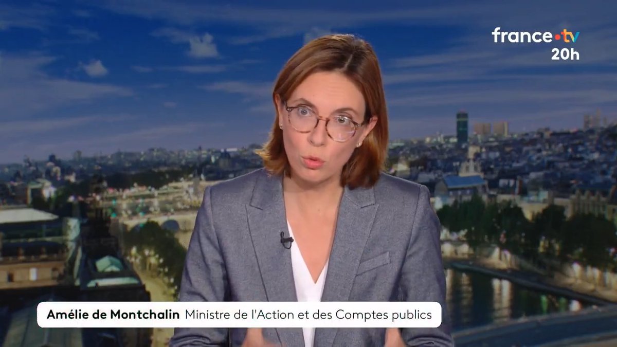 🔴🗣️ "Les plus fortunés vont être mis à contribution à hauteur de 5,5 milliards d'euros. C'est un peu moins de 200 000 personnes, soit 0,3 % de la population, qui vont payer plus" Amélie de Montchalin, ministre des Comptes publics, sur les nouveaux impôts votés. #JT20h
