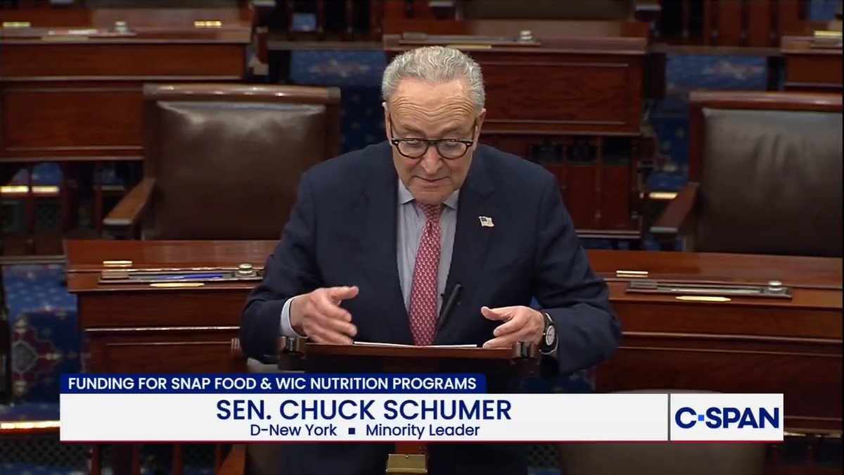 .Chuck Schumer: "The courts spoke loudly — they spoke clearly: Donald Trump cannot block SNAP benefits and treat hungry Americans as political pawns … Providing partial benefits is not enough … and it's particularly cruel of Trump with the Thanksgiving season around the corner."
