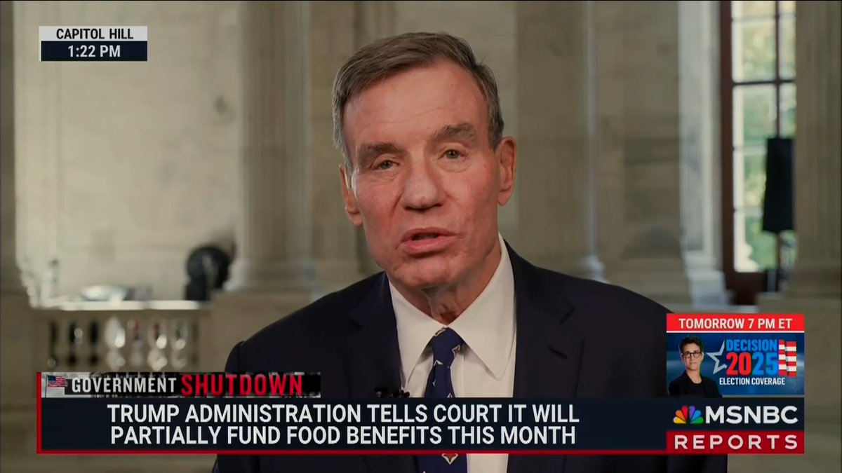 BREAKING: Senator Warner brutally shreds Trump for his failure to end the the shutdown, saying "I don't know whether Trump has any empathy at all. He should get in the damn room, get the government open, get these benefits going." 🔥🔥