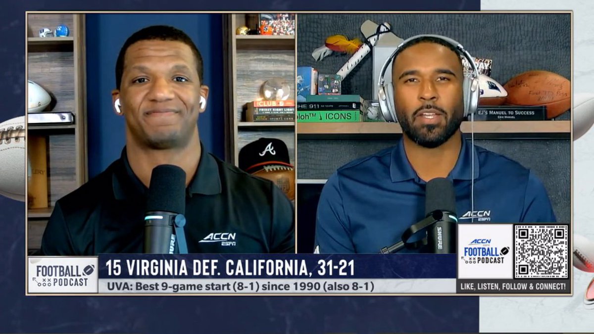 "Virginia is a team that just keeps winning." EJ Manuel and Roddy Jones love what they see in Virginia Football! 🎙️