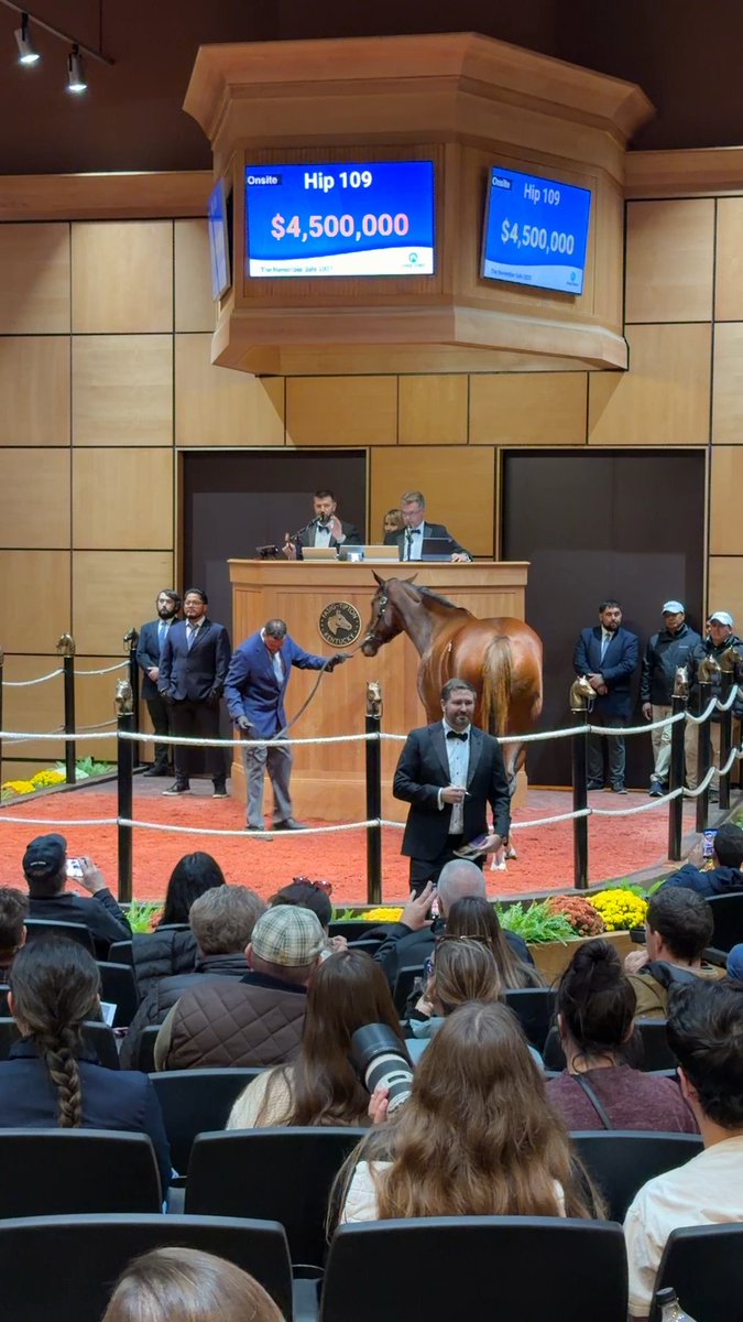Eclipse Champion 2YO Filly JUST F Y I i/f Into Mischief sells for $4,500,000 at The November Sale! Congrats to the connections: B: Katsumi Yoshida C: Hill 'n' Dale Farms, agt #FasigNovember Spendthrift Farm Breeders' Cup