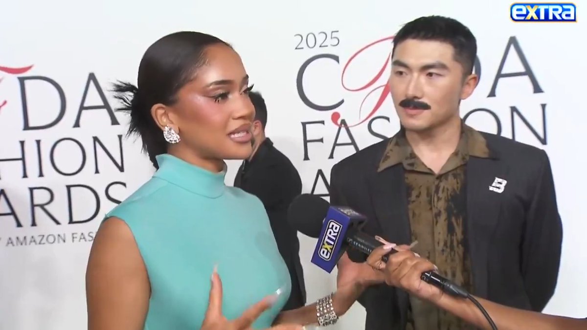 Saweetie was feeling "galactic" in her Terrence Zhou Bad Binch look at the CFDA Fashion Awards! 🩵💫 Plus, she reacted to A$AP Rocky's Fashion Icon Award.