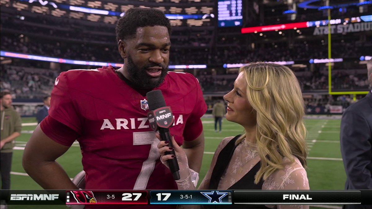 "Big win on the road, and we needed it bad." Jacoby Brissett talks to Laura Rutledge after an MNF win against the Cowboys 🔥👏