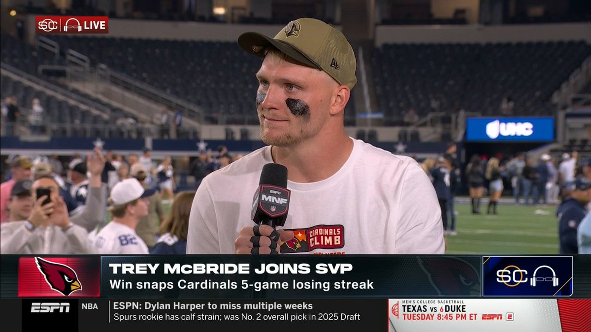 Trey McBride locked in his interview with Scott Van Pelt before kickoff 🥹❤️ Then he backed it up with a Cardinals win and a standout performance 👏 Trey McBride