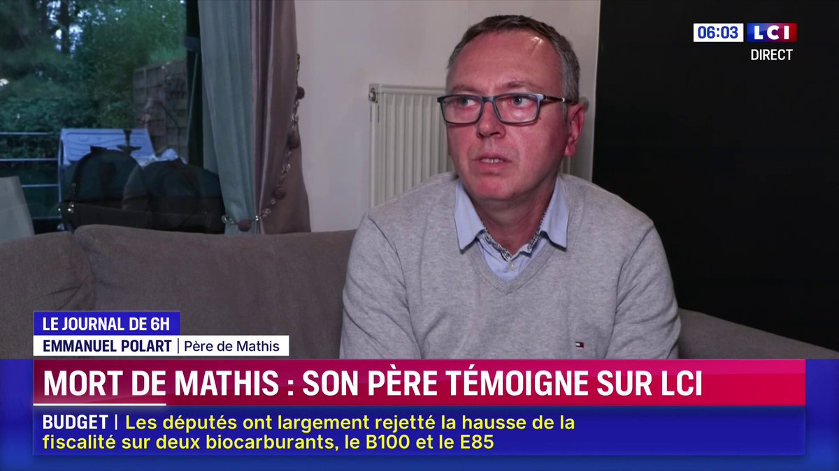 🇫🇷 FLASH | La douleur et la colère du père de Mathis, tué par un chauffard à Lille : « Un des amis de mon fils m’a dit que cela faisait deux heures qu’il tournait dans Lille... Ça ne doit plus arriver (...) J’espère qu’il sera emprisonné. »