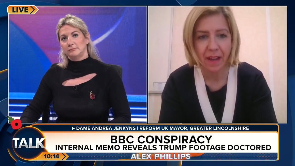 🚨 Reform UK's Dame Andrea Jenkyns calls for the licence fee to be scrapped and the BBC "defunded". "It should not have taxpayers funded money. Pay for it themselves. You cannot have a state broadcaster with such bias." Alex Phillips | Dame Andrea Jenkyns DBE 🇬🇧