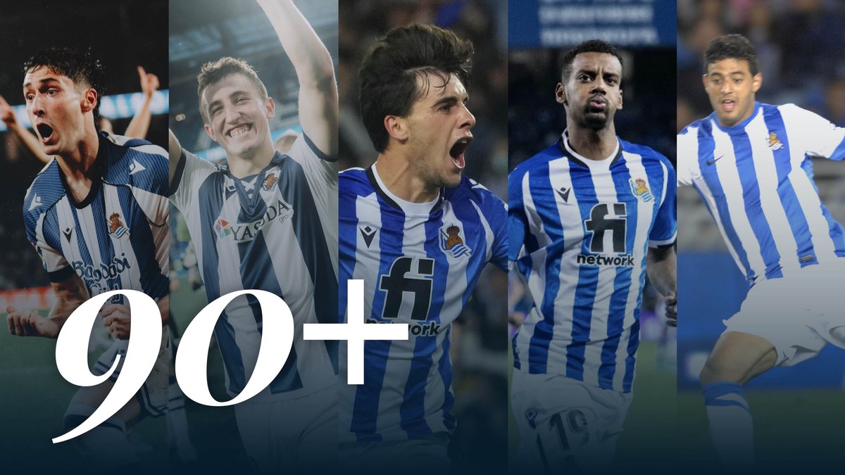 ⚽ 𝗦𝗲𝗶 𝗯𝗲𝗹𝗹𝗮 𝗰𝗼𝗺𝗲 𝘂𝗻 𝗴𝗼𝗹 𝗮𝗹 𝟵𝟬’! 🔝 Últimos cinco goles que hemos marcado a partir del minuto 90 en Anoeta para ganar el partido. #LaLigaHighlights