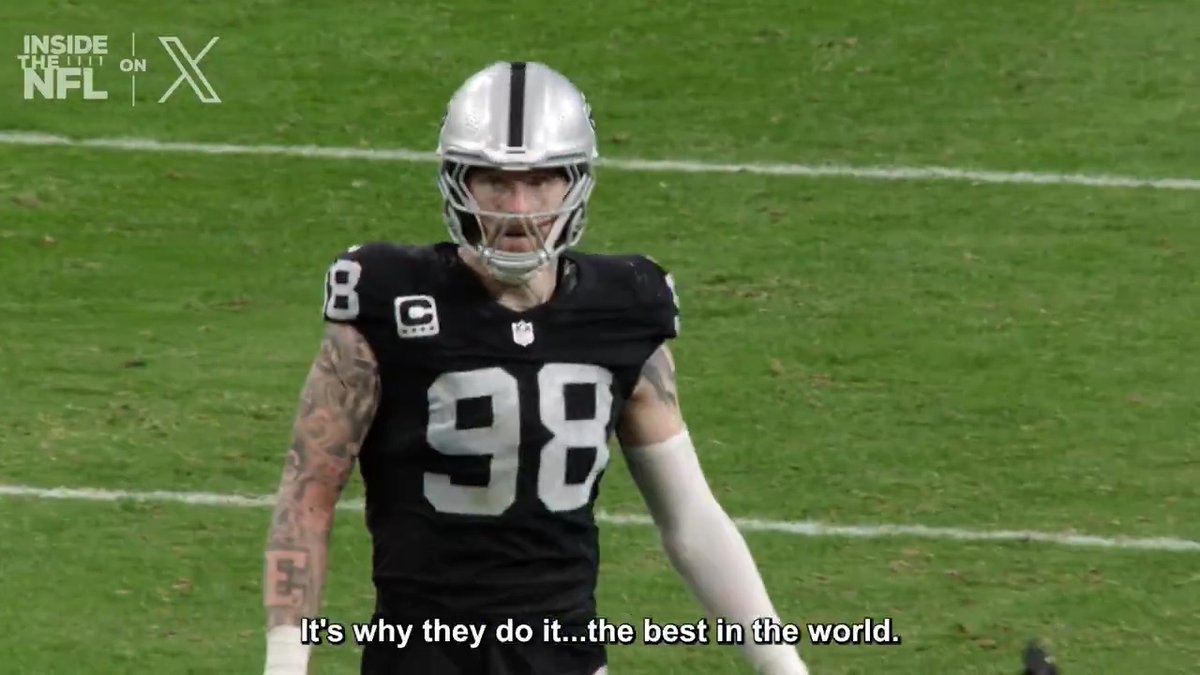 .Maxx Crosby predicted he would get a sack for his daughter. ❤️ "For you, Ella." Inside the NFL Week 9 Mic'd Up on X