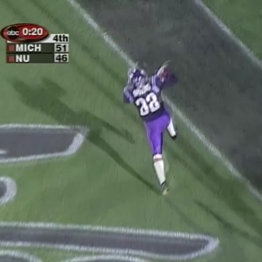 WHAT. A. GAME‼️ #OTD 2️⃣5️⃣ years ago, No. 21 Northwestern Football topped No. 12 Michigan, 54-51, in an absolute thriller.
