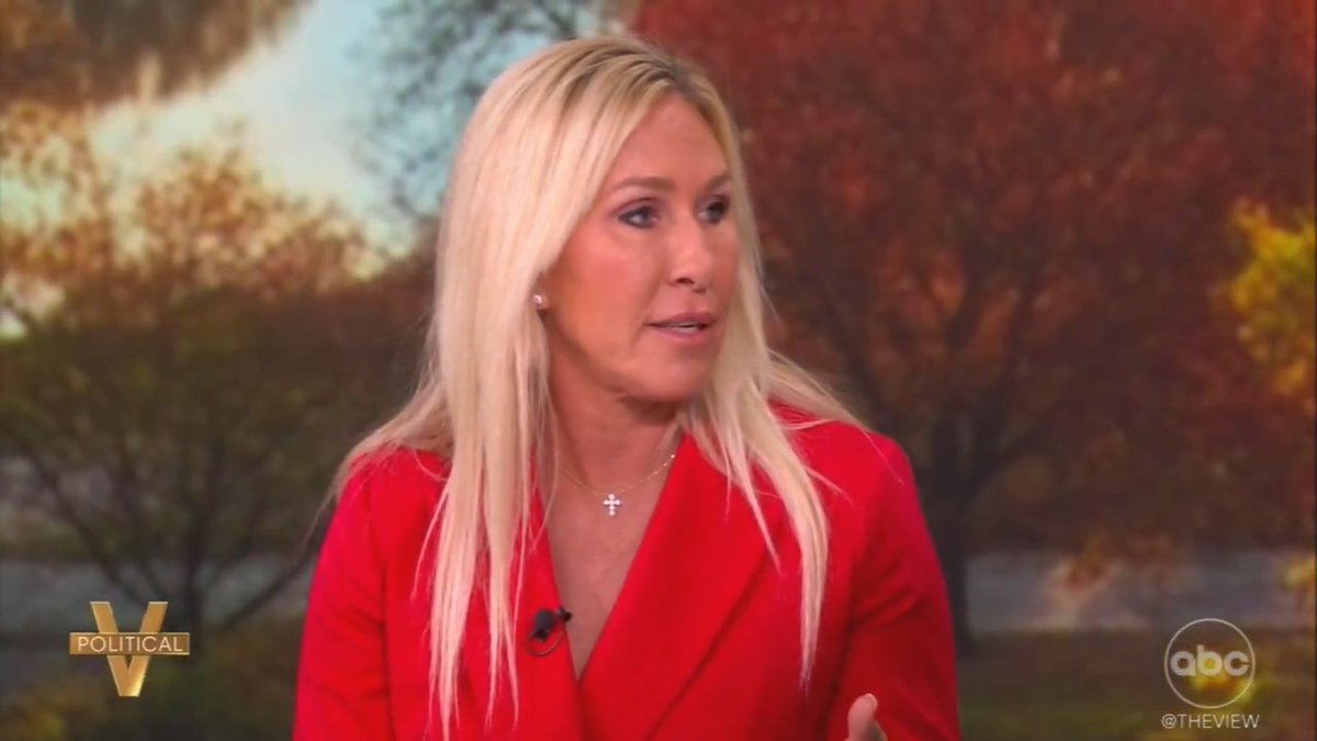 Sunny Hostin: "Most people now believe that if you criticize the Israeli govt. you are antisemitic. Do you disagree with that?" Marjorie Taylor Greene: "October 7th was the worst thing ... but I can equally say ... killing innocent people and children in Gaza is also horrible."