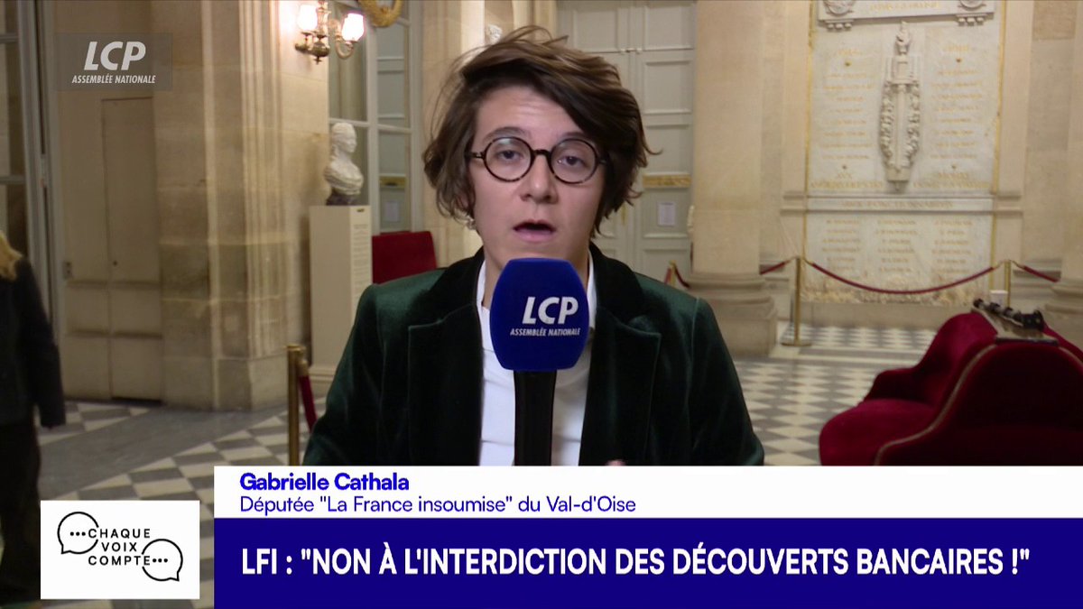Découverts bancaires : "Si les charges dépassent les 30% du revenus, soit 650€ pour un revenu de 2000€, le découvert sera de fait interdit", prévient la députée LFI Gabrielle Cathala. #ChaqueVoix