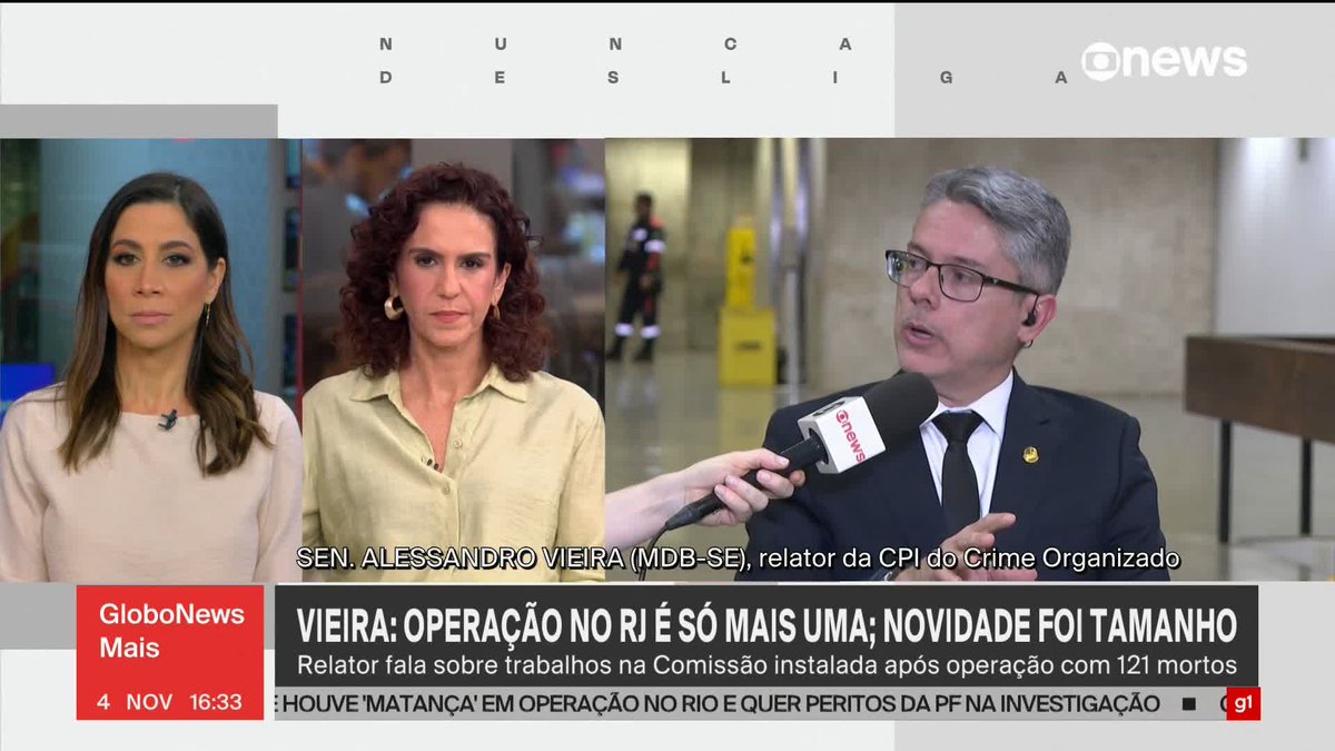"Parece com uma guerra, mas não é guerra. É uma atividade de segurança pública", disse o senador Alessandro Vieira (MDB-CE), relator da CPI do Crime Organizado, sobre o enfrentamento ao crime no Brasil. "Não tem ali um inimigo para ser abatido. Tem ali um criminoso para ser preso, custeado e, se ele confrontar e se for o caso, ele morre no confronto. É uma escolha que ele faz", completou. #GloboNewsMais ➡ Assista à #GloboNews: