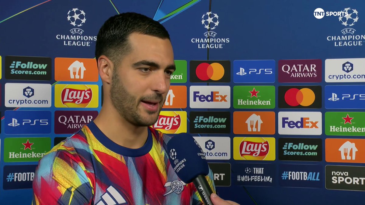"They pass the ball at the right time, in the right spot, and I'm there!" ⚽️ Arsenal's Mikel Merino talks about his new striker role, after his 2 goals in Prague led Arsenal to a 3-0 win. TNT Sports & discovery+ UK