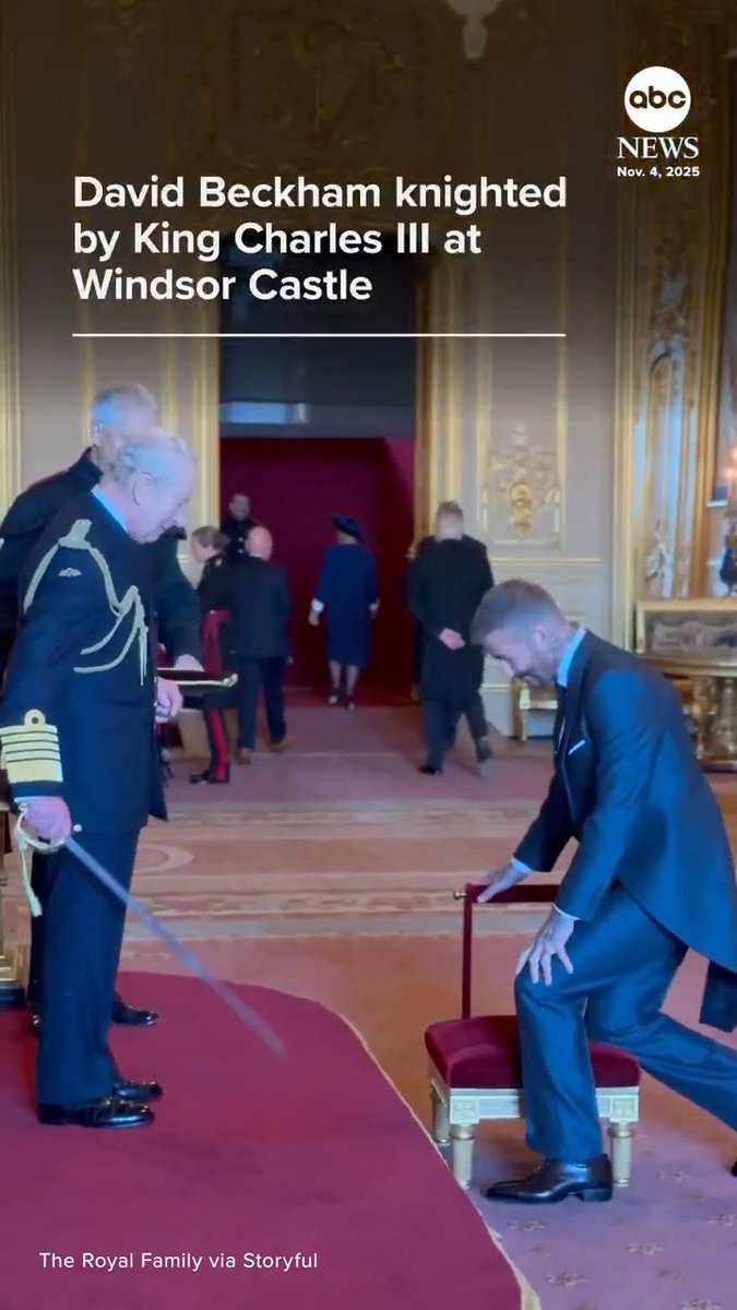 Soccer legend David Beckham is now Sir David Beckham after being knighted Tuesday by King Charles. Beckham received the honor in a Windsor Castle ceremony attended by his parents and wife Victoria Beckham, who designed the suit he wore for the occasion.