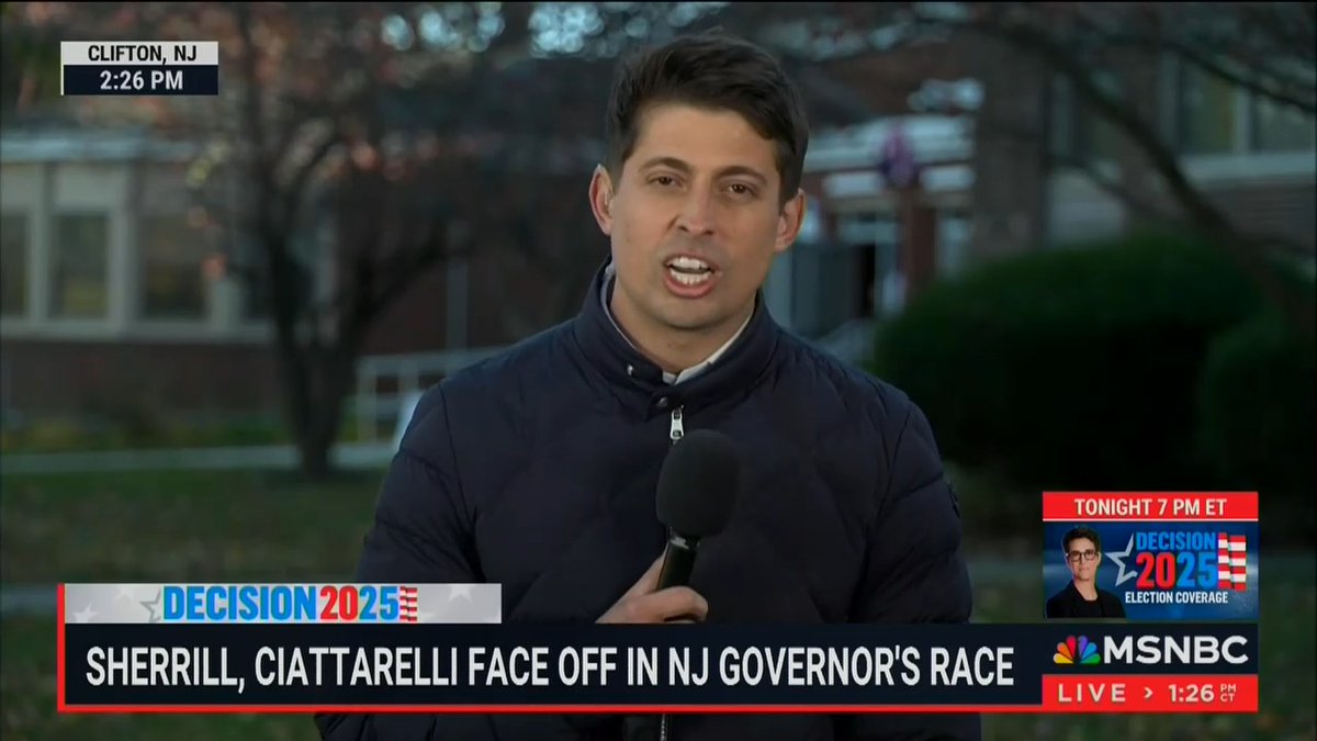 Q: We're seeing something unprecedented in the US with these mass deportations. Is that a factor at all in your vote for Mikie Sherrill? Voter: Of course, it's a big factor. We're people. My mom was an immigrant, my grandparents are immigrants. It's just not right.