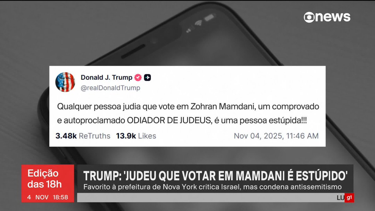 O presidente dos Estados Unido, Donald Trump, entrou de cabeça na disputa pela prefeitura de Nova York, a maior comunidade judaica do mundo fora de Israel, e chegou a escrever em sua rede social que “qualquer judeu que votar em Zohran Mamdani, um comprovado e autoproclamado odiador de judeus, é uma pessoa estúpida.” Candidato democrata, Mamdani é bastante crítico das ações israelenses em Gaza, embora tenha prometido combater o antissemitismo. Guga Chacra analisa. ➡ Assista ao #Edição18: #GloboNews