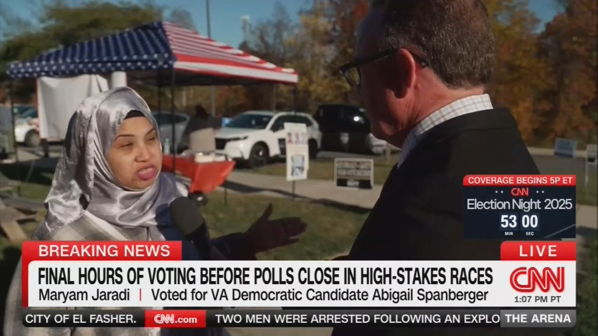 VA voter on why she is supporting Spanberger: "I became a citizen 20 years ago. I see how things are going on like with families being separated. As a human being, as a mother, separating families, I don't believe in that. So that made me come out and vote."