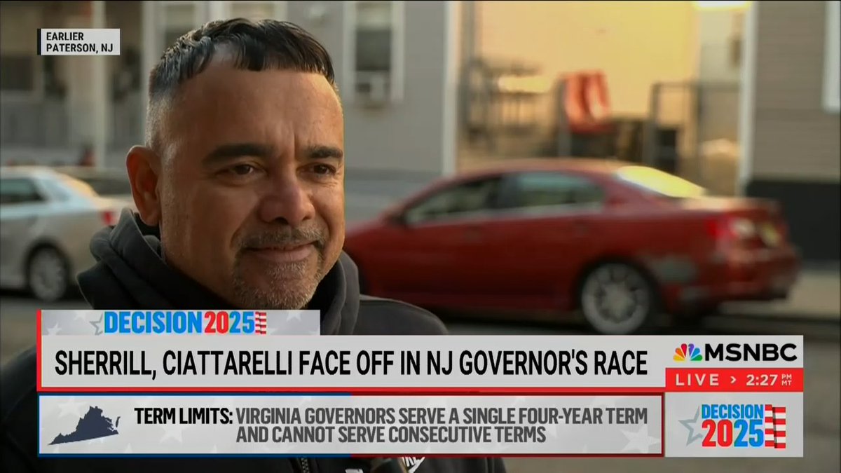 Q: Why did you vote for Mikie Sherrill? NJ voter: I voted for Trump before, but now I look at Trump different. The economy does not look good. And immigration, I'm very sad, because the family is the most important thing in life.