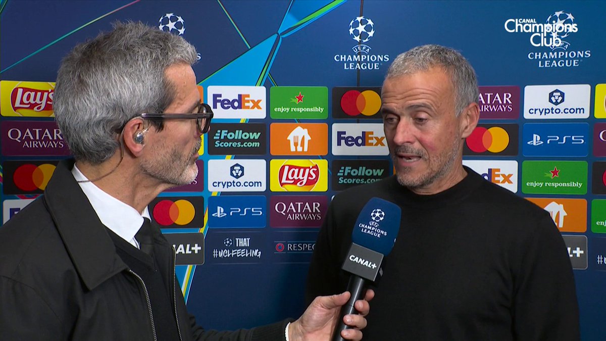 🚨 Luis Enrique 🇪🇸 après PSG/Bayern Munich : « À 11 contre 11, 𝗟𝗘 𝗕𝗔𝗬𝗘𝗥𝗡 𝗔 𝗘́𝗧𝗘́ 𝗣𝗟𝗨𝗦 𝗙𝗢𝗥𝗧. 𝗦𝗔𝗡𝗦 𝗔𝗨𝗖𝗨𝗡 𝗗𝗢𝗨𝗧𝗘. […] On a fait des cadeaux très jolis. 🎁 » 🎥 CANAL+ Foot