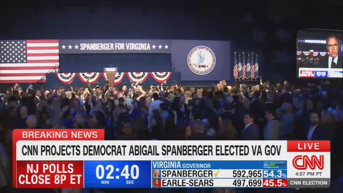 Crowd at Spanberger HQ erupts into cheers as Abigail Spanberger is declared the next governor of Virginia
