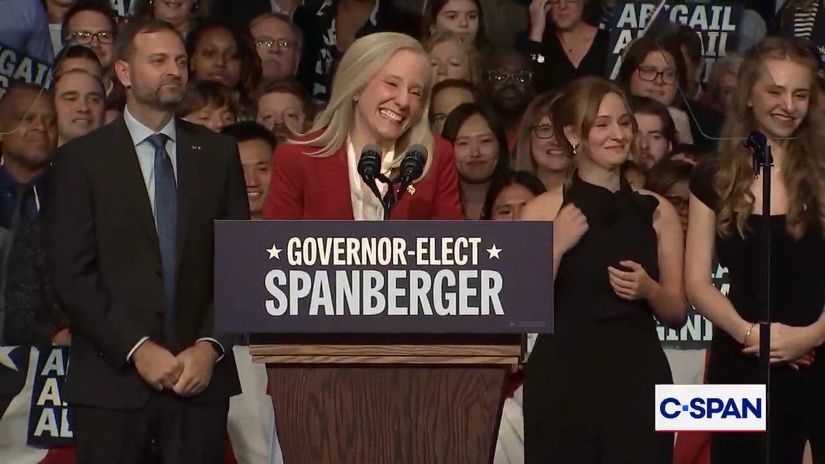 Virginia Governor-elect Abigail Spanberger (D): "We sent a message to the whole world that in 2025 Virginia chose pragmatism over partisanship. We chose our Commonwealth over chaos. You all chose leadership that will focus relentlessly on what matters most..."