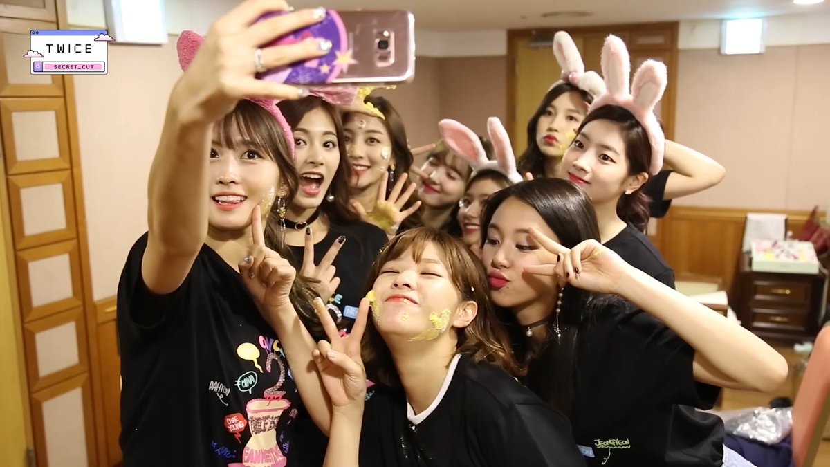 Our happy chaotic 9WICE screaming so loud while getting cake on each other 🥹