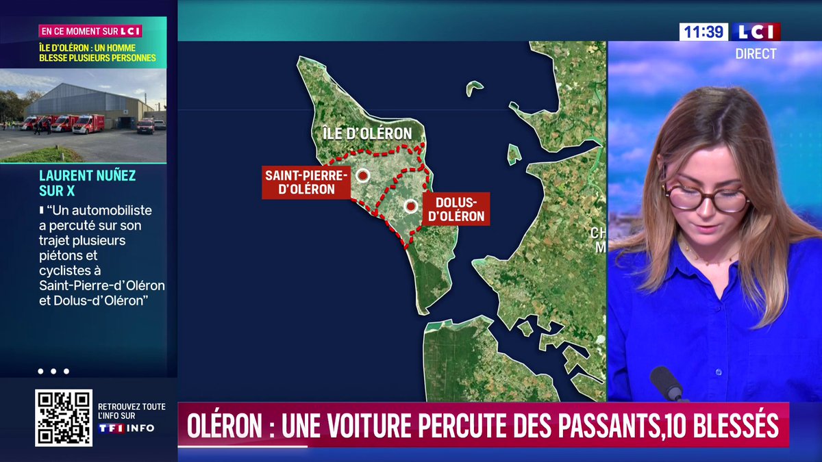 🚨 Oléron : une voiture percute des passants, 10 blessés dont 4 en urgence absolue Les faits se sont déroulés ce matin à 8h45. Le suspect âgé de 35 ans aurait tenté de mettre le feu à son véhicule qui contenait des bonbonnes de gaz