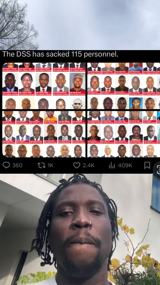 "DSS sacking 115 personnels means 115 professionals in handling guns are going to be unemployed. It also means insecurity." — VeryDarkMan