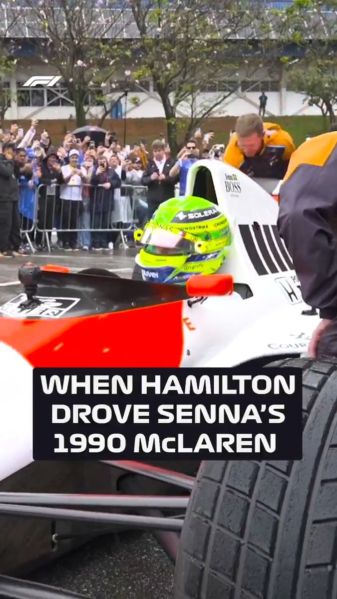 A special day for Lewis Hamilton, getting behind-the-wheel of Ayrton Senna's McLaren MP4/5B 😍💨 ⏮️ Interlagos, 2024 #F1 #BrazilGP